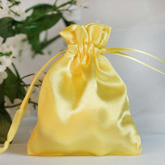 12 Pack 3" Gold Satin Drawstring Pouch Wedding Party Favor Gift Bags